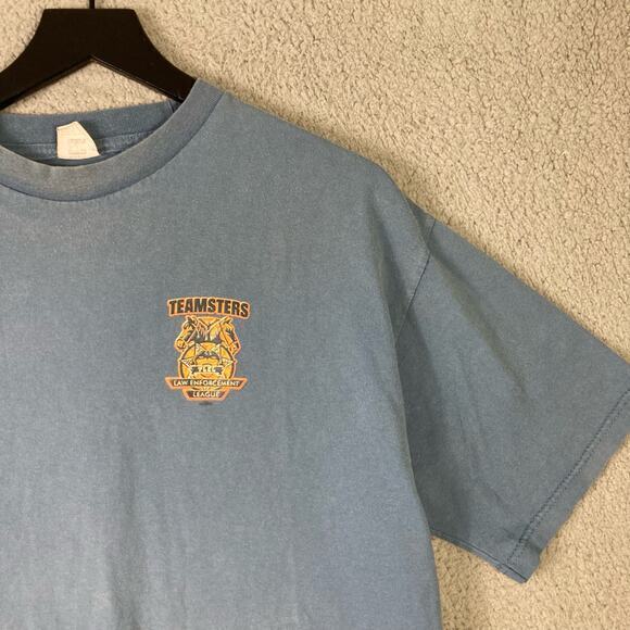 Vintage Teamsters Local 385 Union Pride T-Shirt‎ Men's M Blue Graphic Crew Neck - Picture 9 of 10